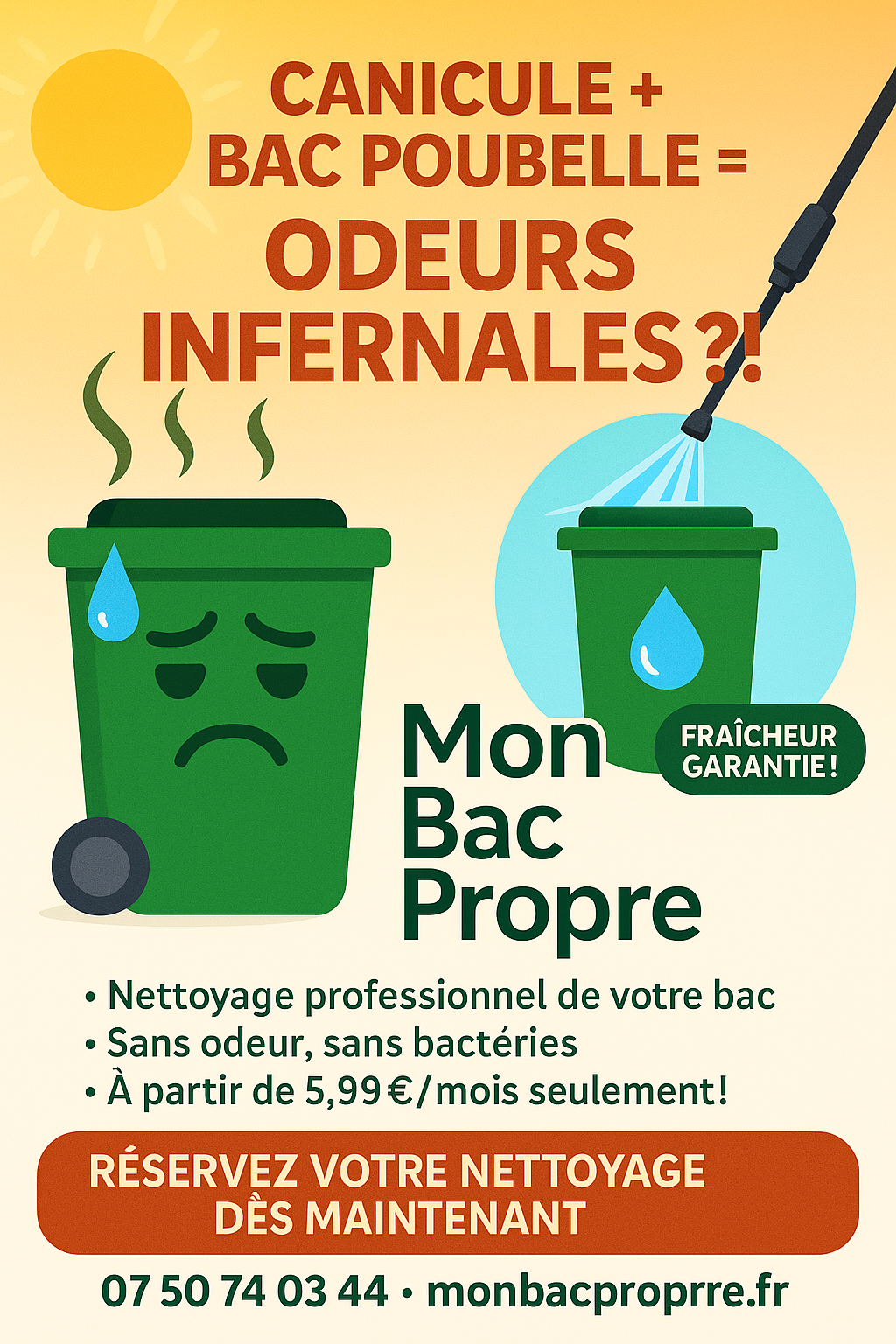 Bacs poubelles propres pendant tous l'été
